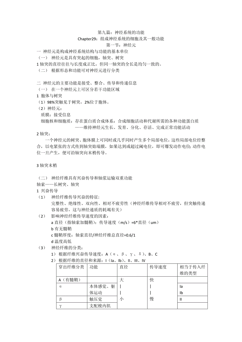 生理学复习资料：第九篇神经系统的功能_第1页