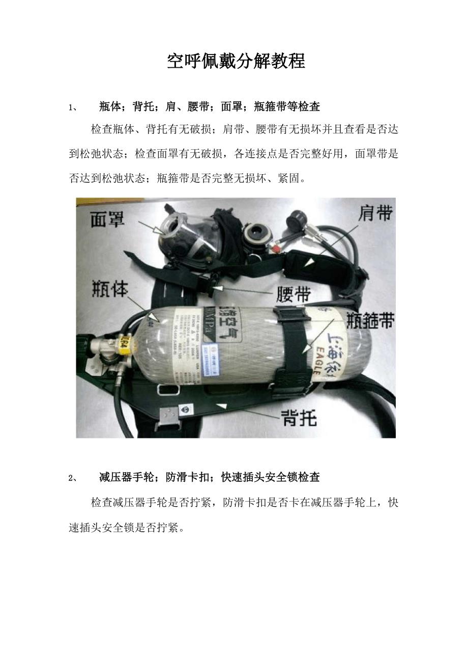 个人空呼穿戴操作流程和相关知识_第1页