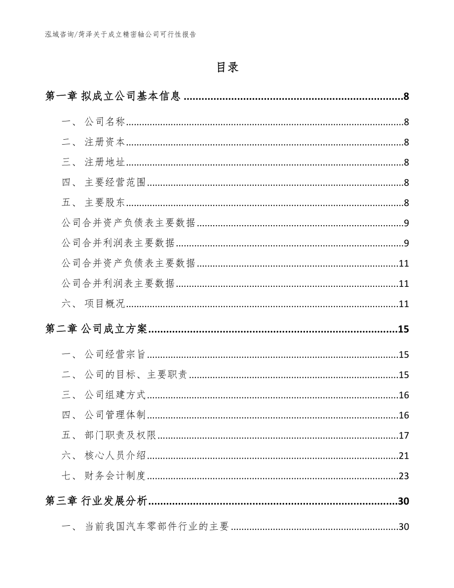 菏泽关于成立精密轴公司可行性报告（范文模板）_第2页