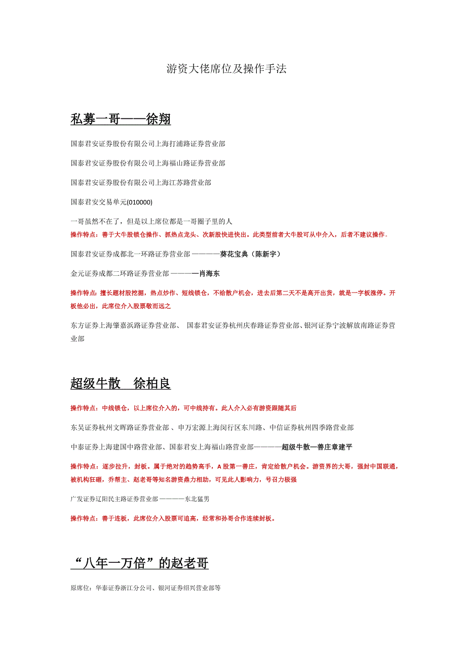 游资大佬席位及操作手法.doc_第1页
