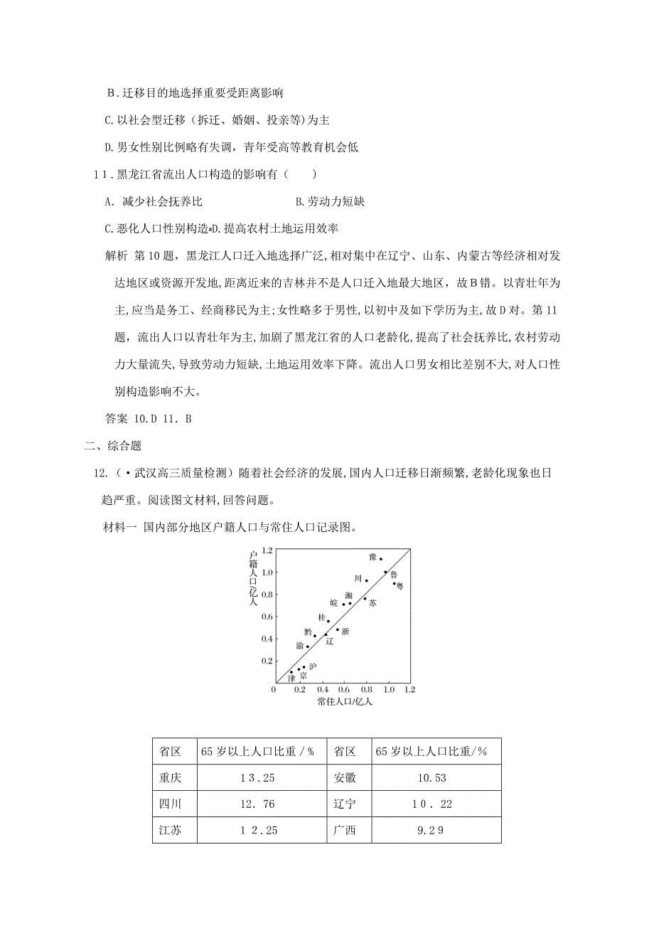 【新】高考地理一轮总复习第六单元第二节人口的空间变化同步检测鲁教版_第5页