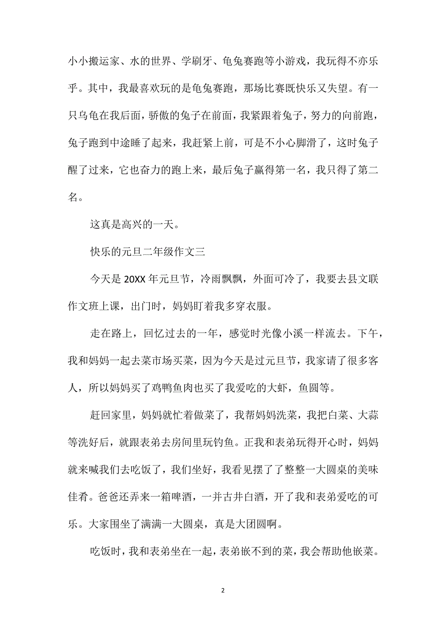 快乐的元旦二年级作文_第2页