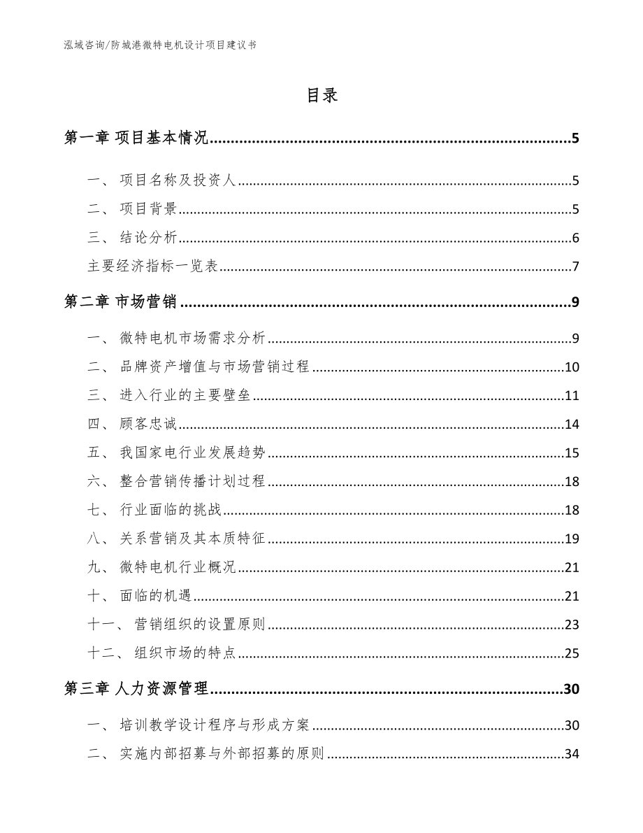 防城港微特电机设计项目建议书_第1页