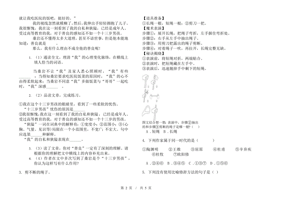 同步综合练习小学语文小升初模拟试卷D卷.docx_第2页