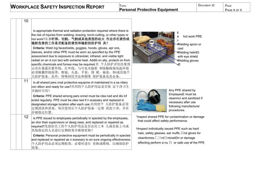 个人防护用品检查表_第5页