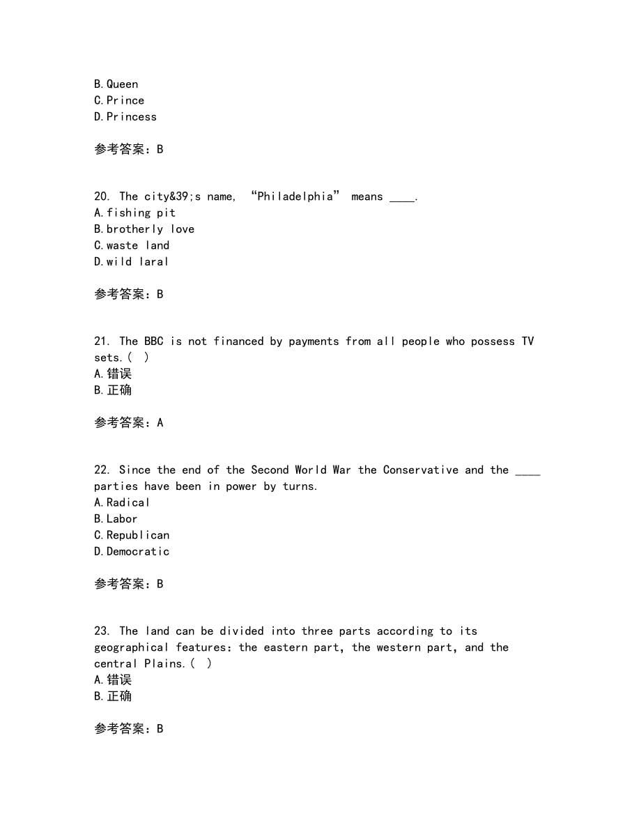 北京语言大学21春《英语国家概况》离线作业一辅导答案67_第5页