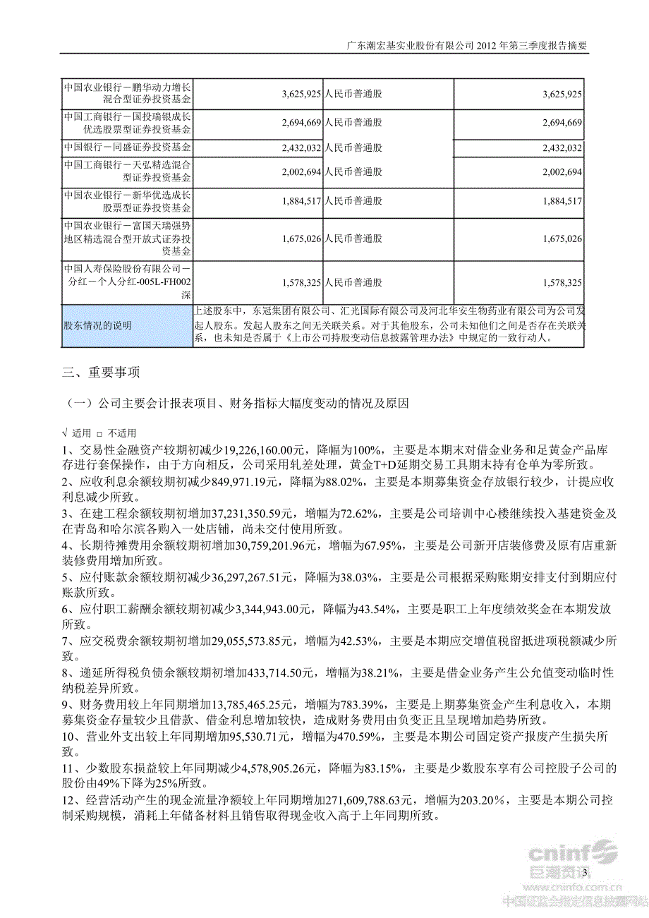 潮宏基第三季度报告正文_第3页