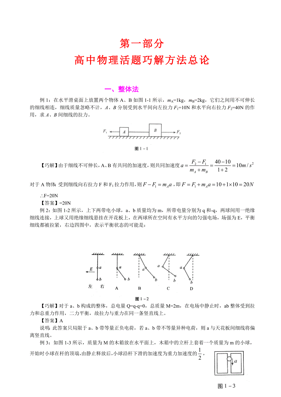 高中物理经典例题分析_第1页