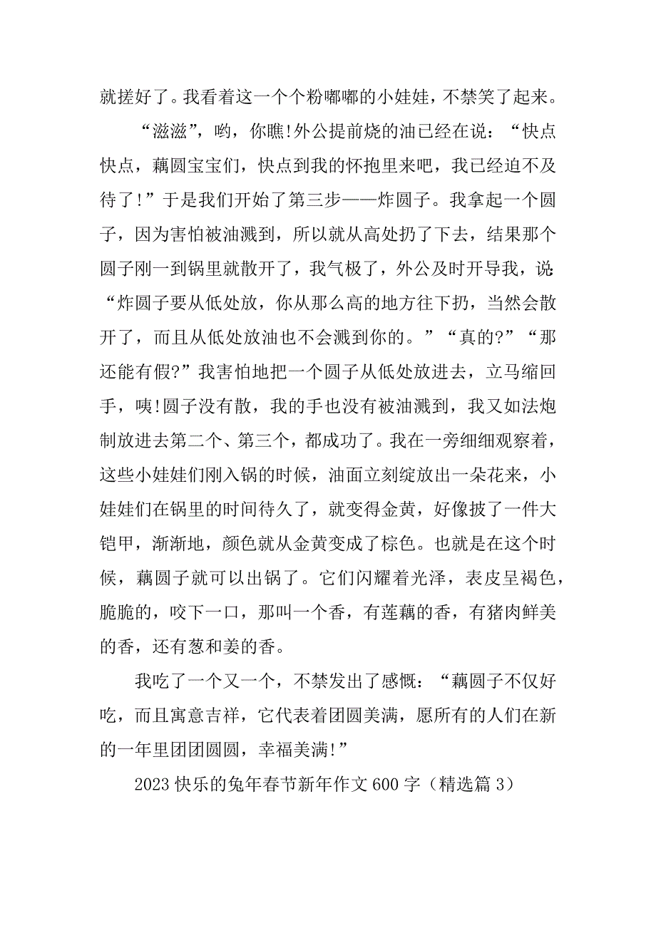 2023年快乐的兔年春节新年作文600字_第4页