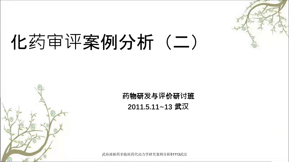 武孙涛新药非临床药代动力学研究案例分析51113武汉_第1页