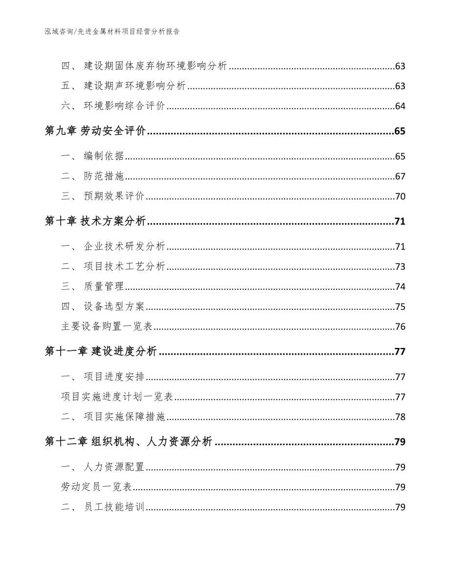 先进金属材料项目经营分析报告（范文模板）_第5页