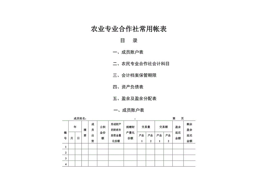 农业专业合作社常用帐表_第1页