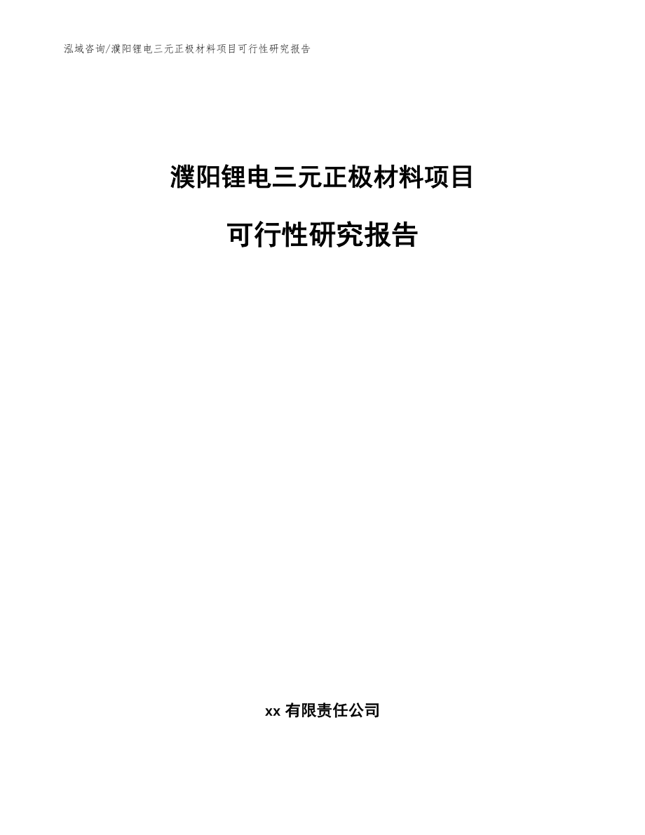 濮阳锂电三元正极材料项目可行性研究报告【参考范文】_第1页