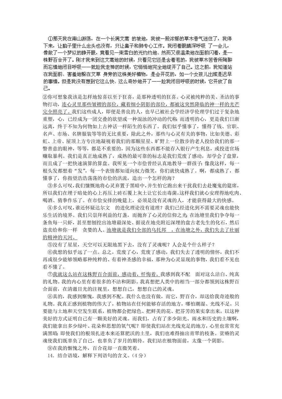 【严选】甘肃省兰州一中高三第三次诊断考试语文试题_第5页