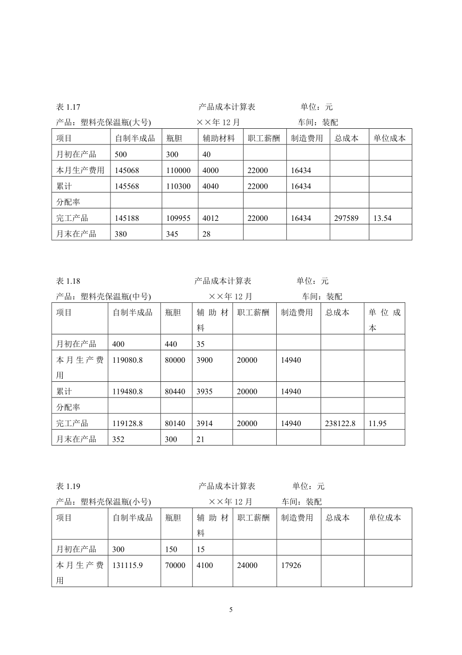 成本会计案例与实训(第四版)参考答案_第5页