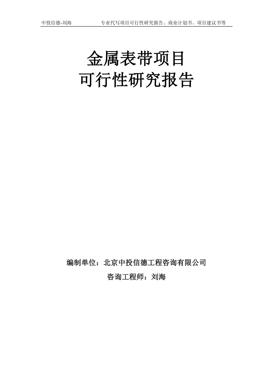 金属表带项目可行性研究报告模板-备案审批_第1页