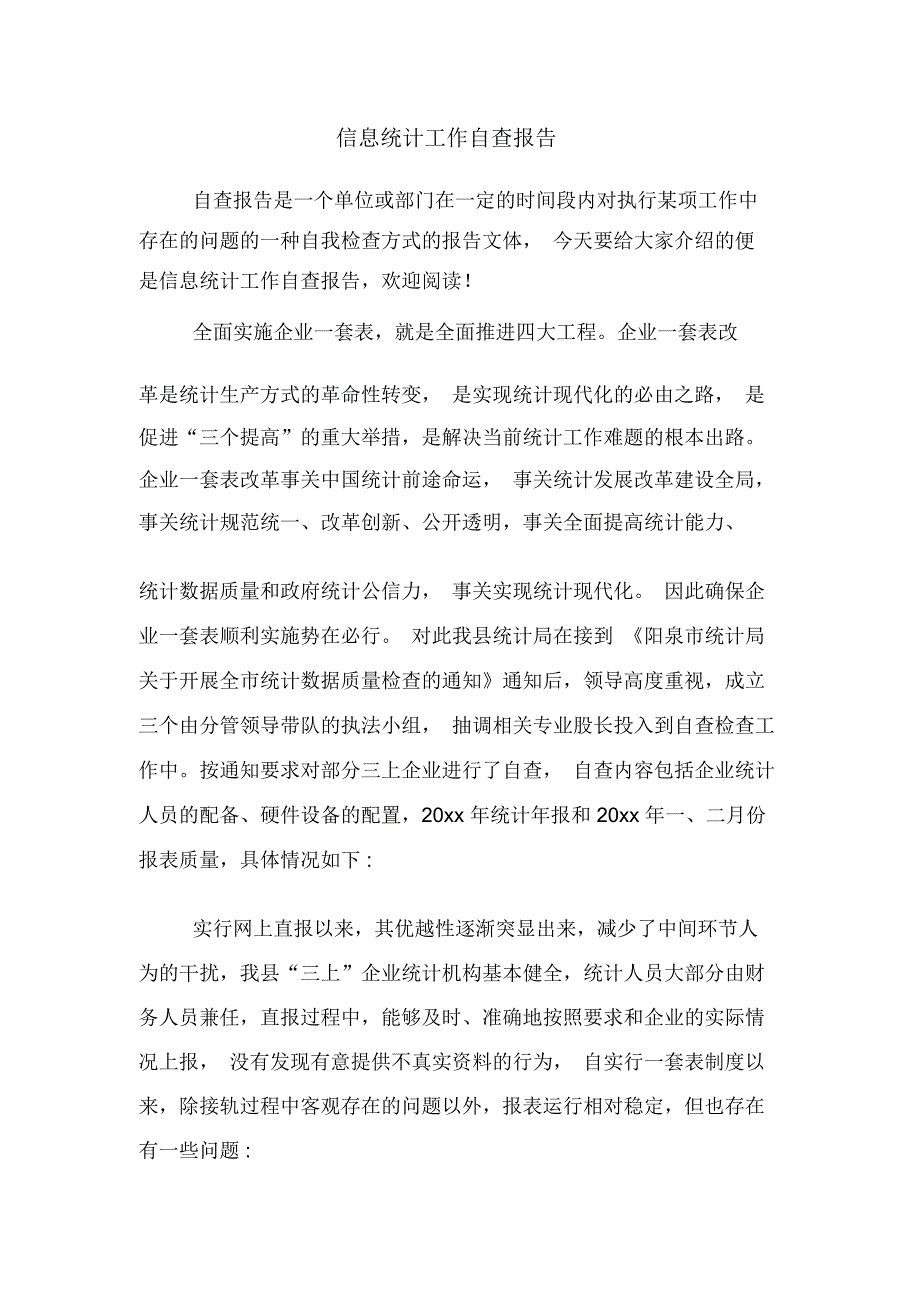 信息统计工作自查报告_第1页