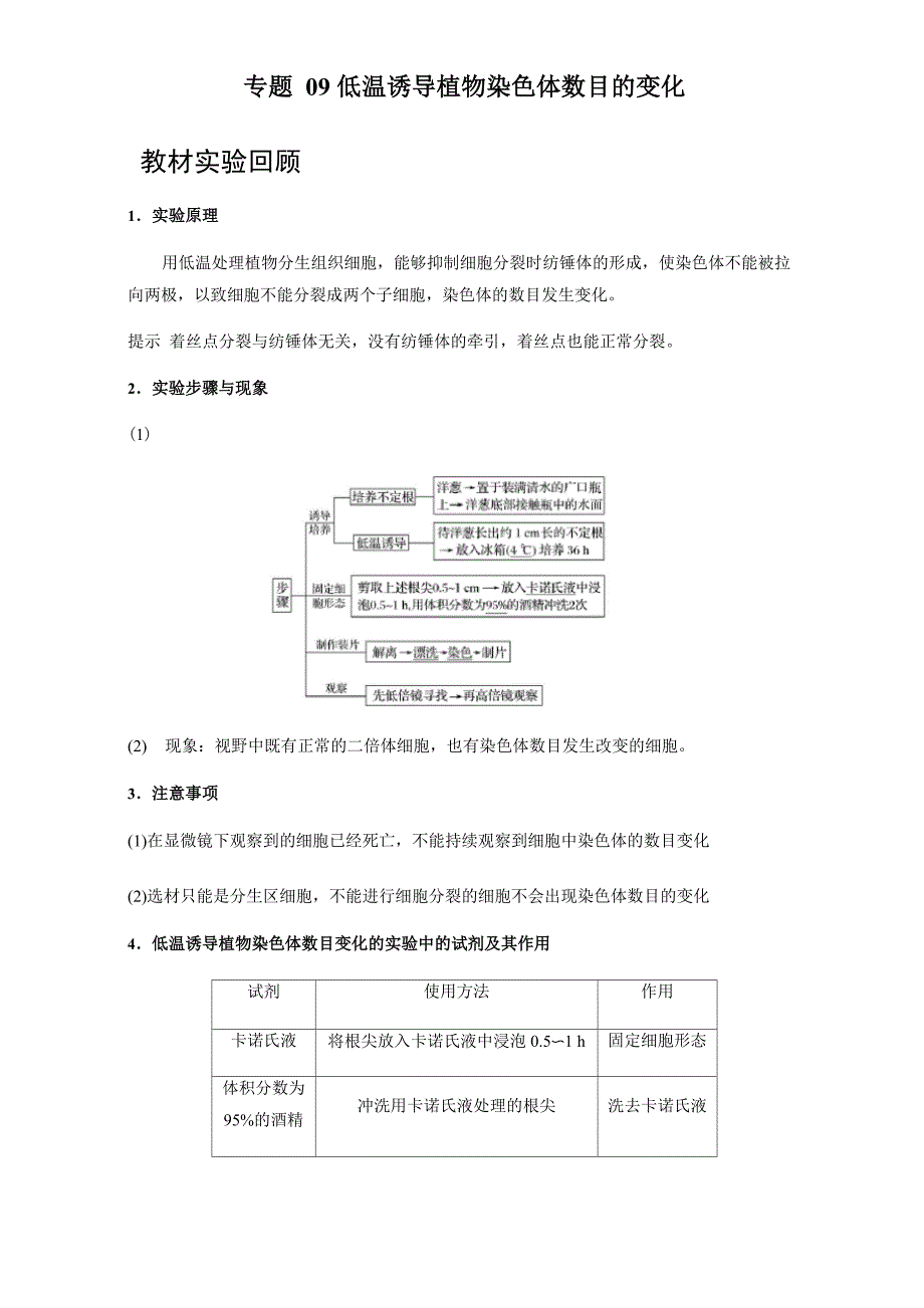 专题09 低温诱导植物染色体数目的变化_第1页