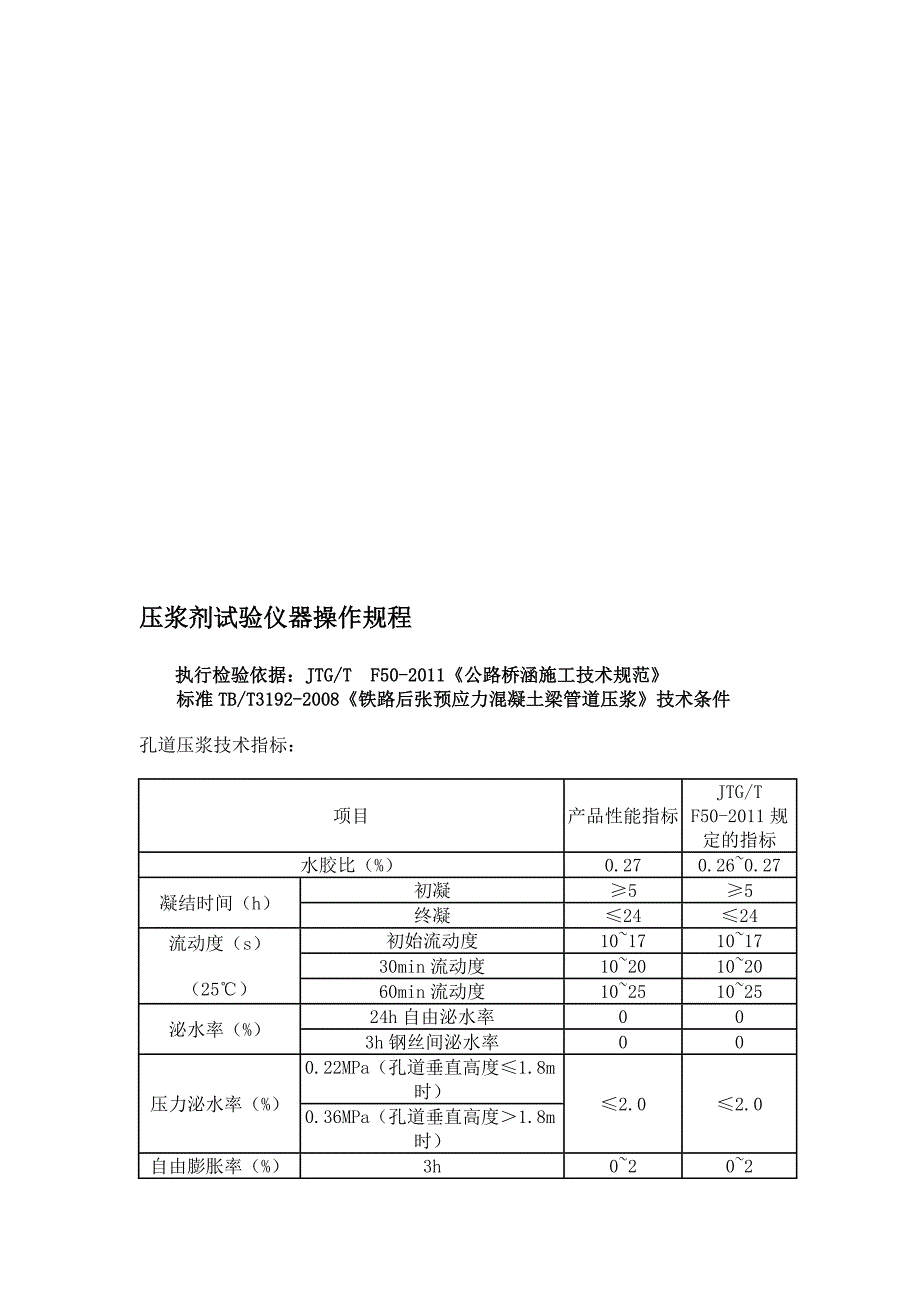 JTGTF50公路桥涵施工技术规范压浆剂试验仪操作规程名师制作优质教学资料_第1页