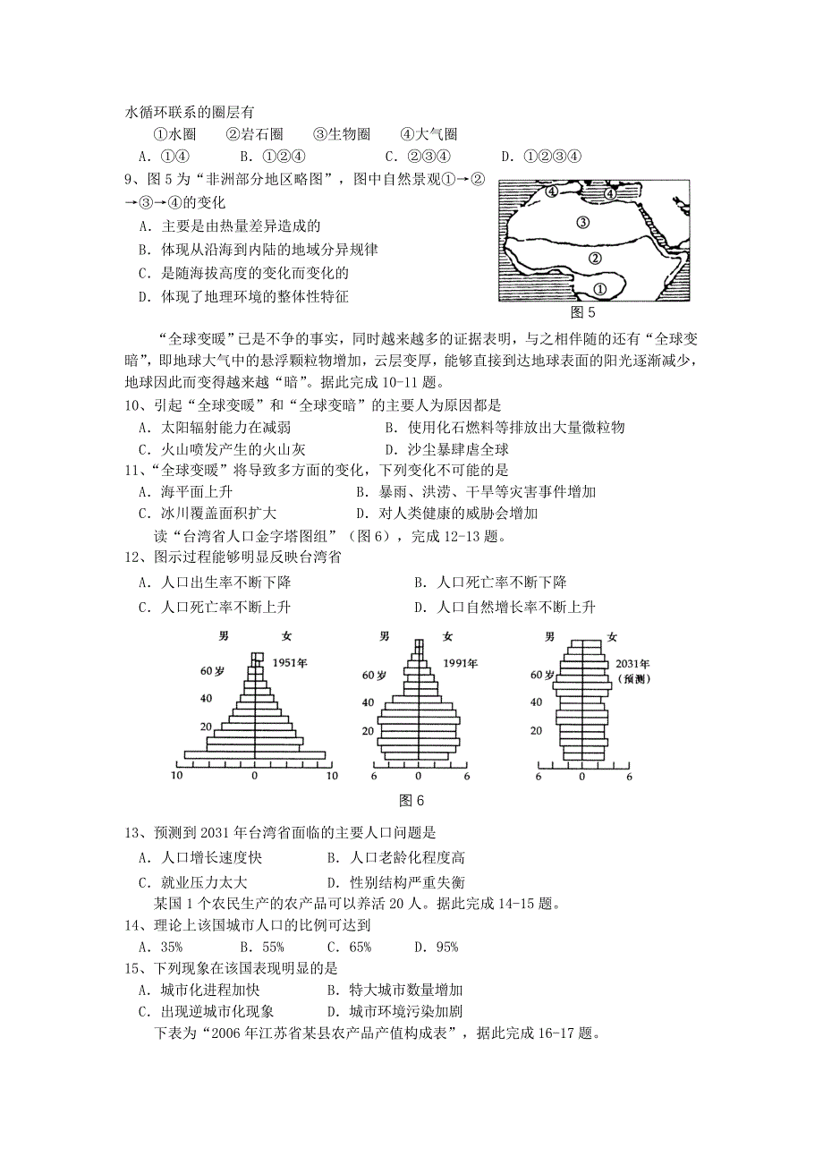 江苏省扬州市2008届高考地理学业水平测试模拟试卷_第2页