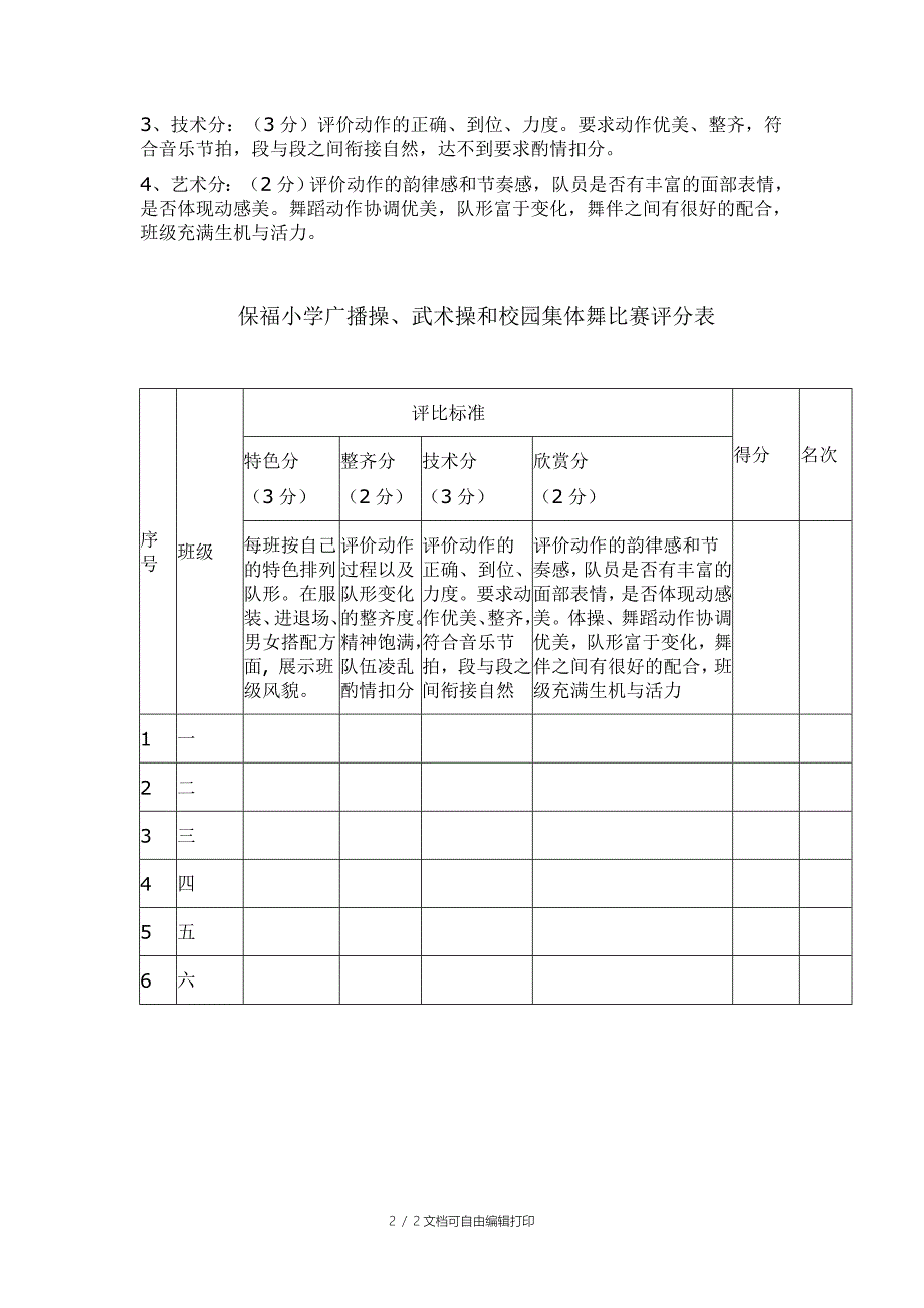 保福小学体操校园集体舞比赛活动方案_第2页