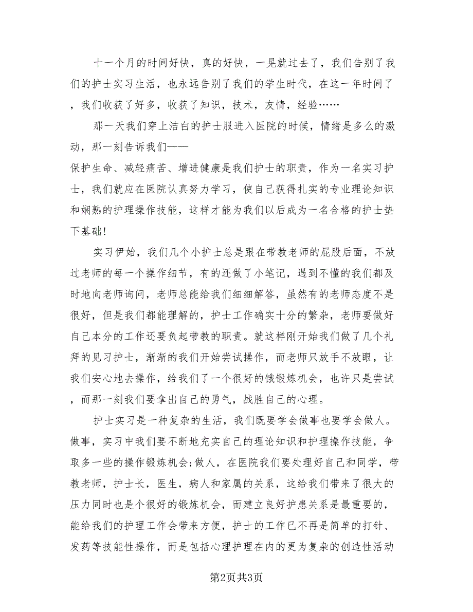 2023年护士实习个人汇报总结（2篇）.doc_第2页