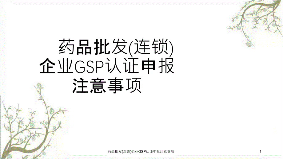 药品批发连锁企业GSP认证申报注意事项_第1页