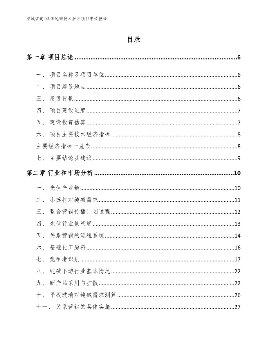 洛阳纯碱技术服务项目申请报告_模板范本_第1页