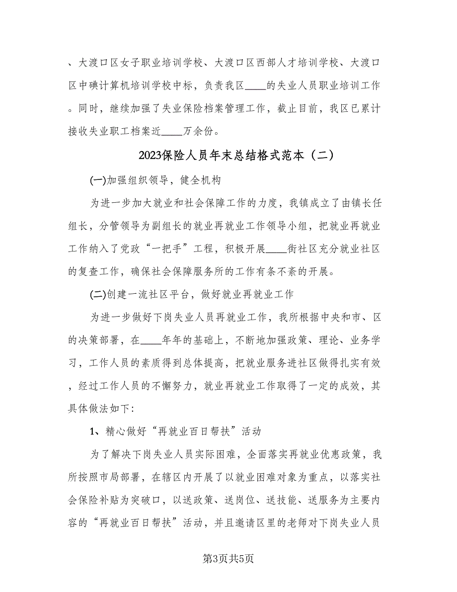 2023保险人员年末总结格式范本（2篇）.doc_第3页