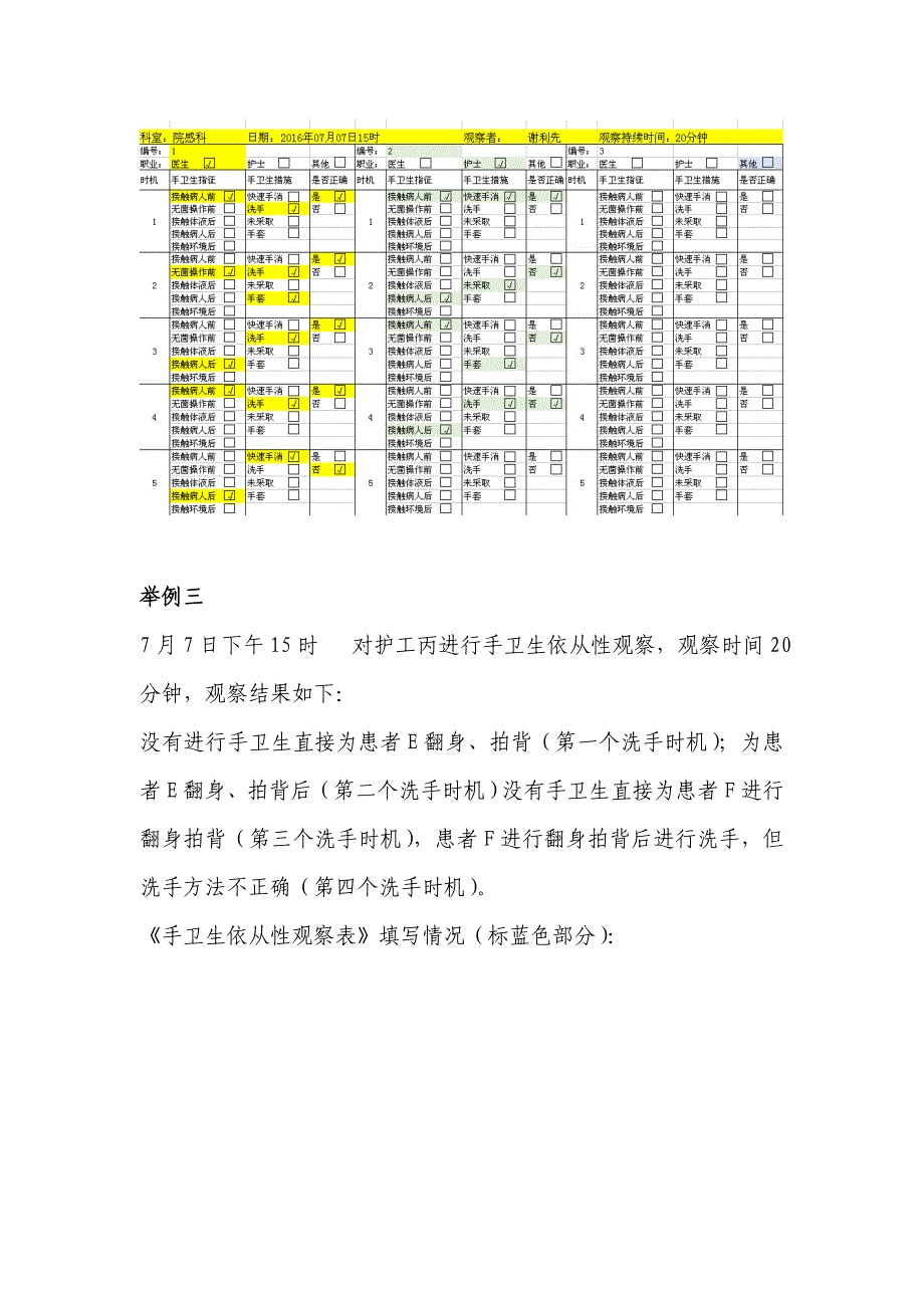 《手卫生依从性观察表和统计表》使用说明优质资料_第4页