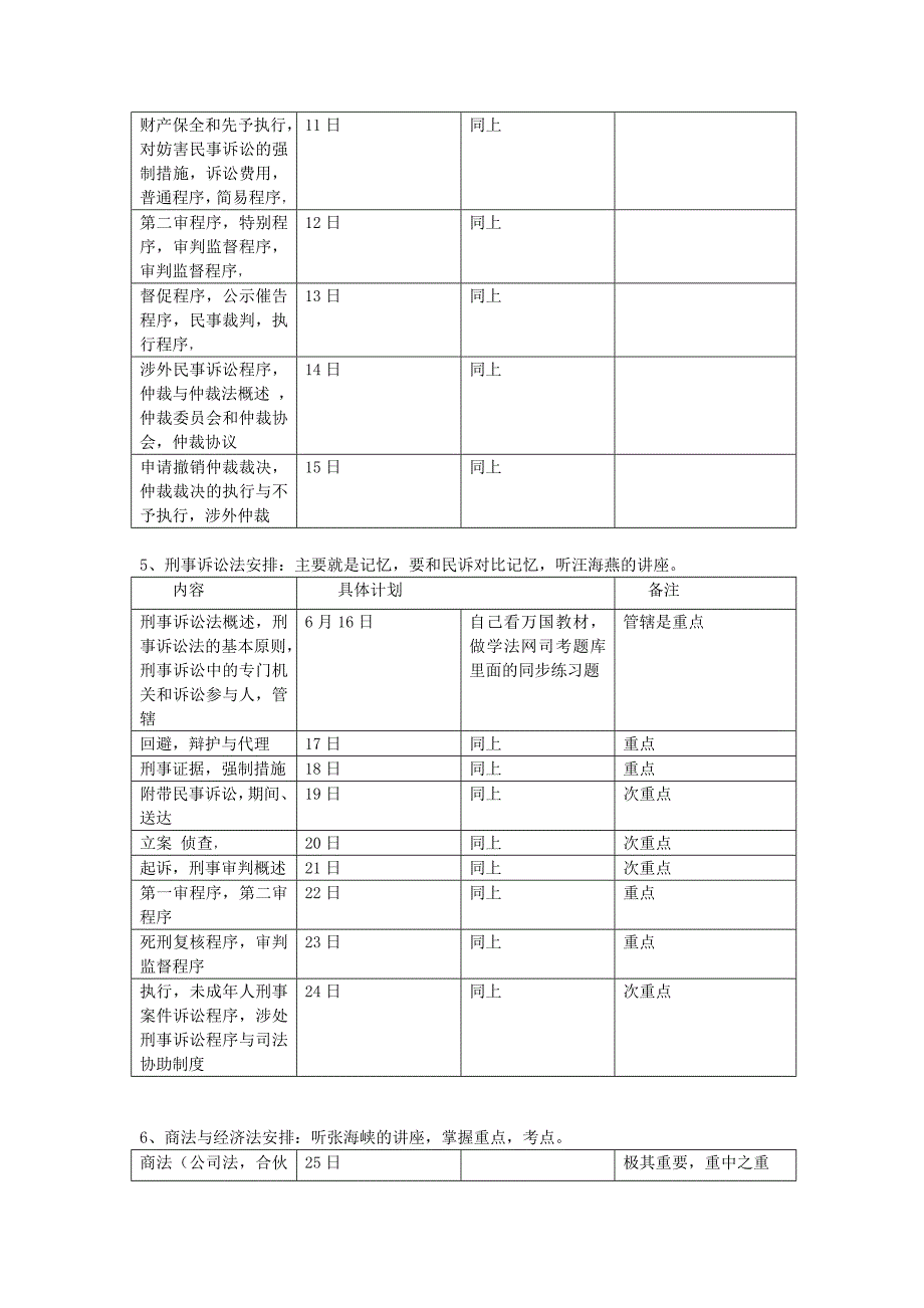 司法考试学习计划表时间段5月1日9月20日第一轮复习目的掌握..._第4页