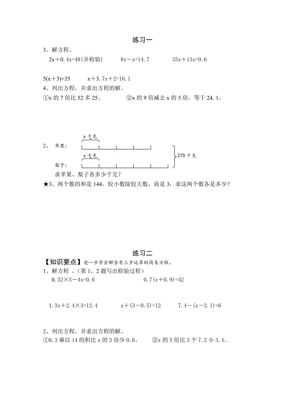 五年级解方程典型练习题_第1页