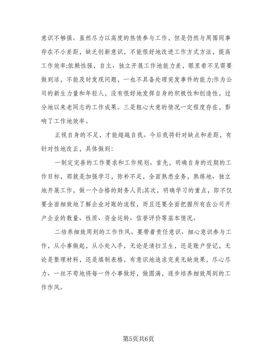 财务出纳员工工作总结标准样本（2篇）.doc_第5页