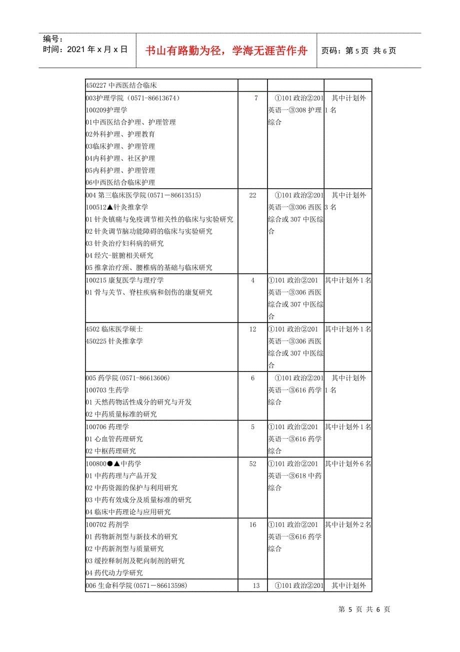 浙江中医药大学XXXX年硕士研究生招生简章(1)_第5页
