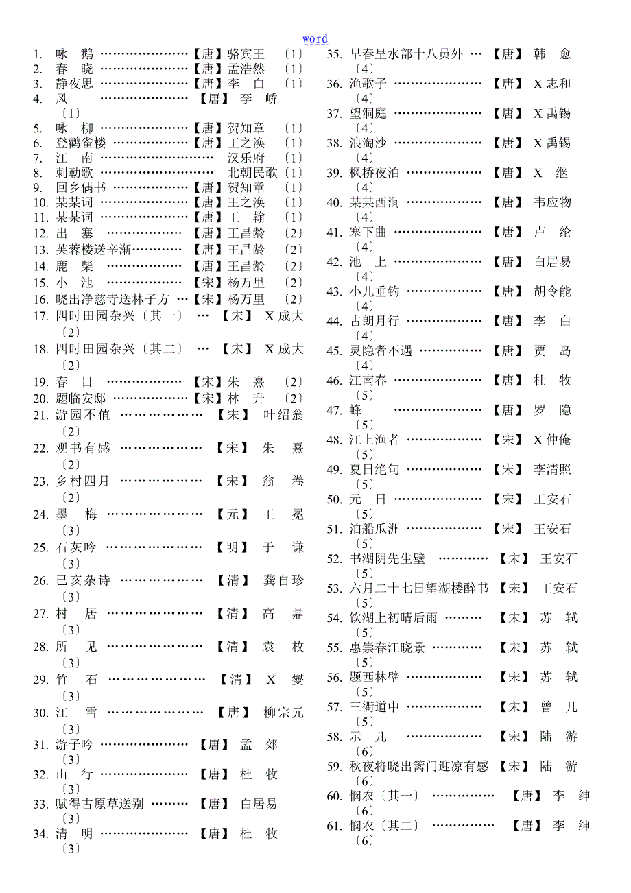 义务教育阶段必备古诗词135首_第2页