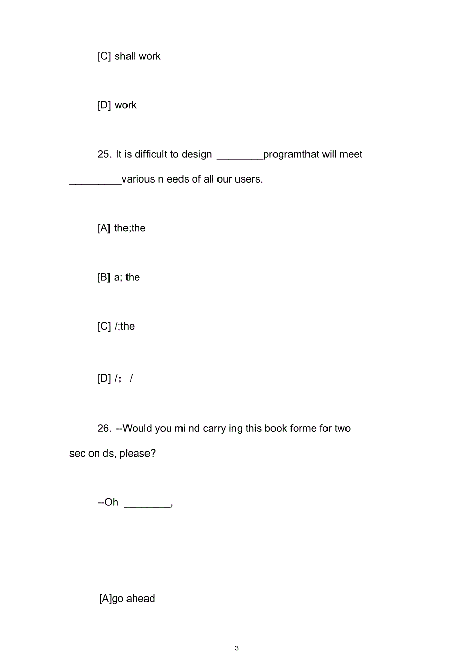 9月公共英语二级考试真题及答案文字完整版_第3页