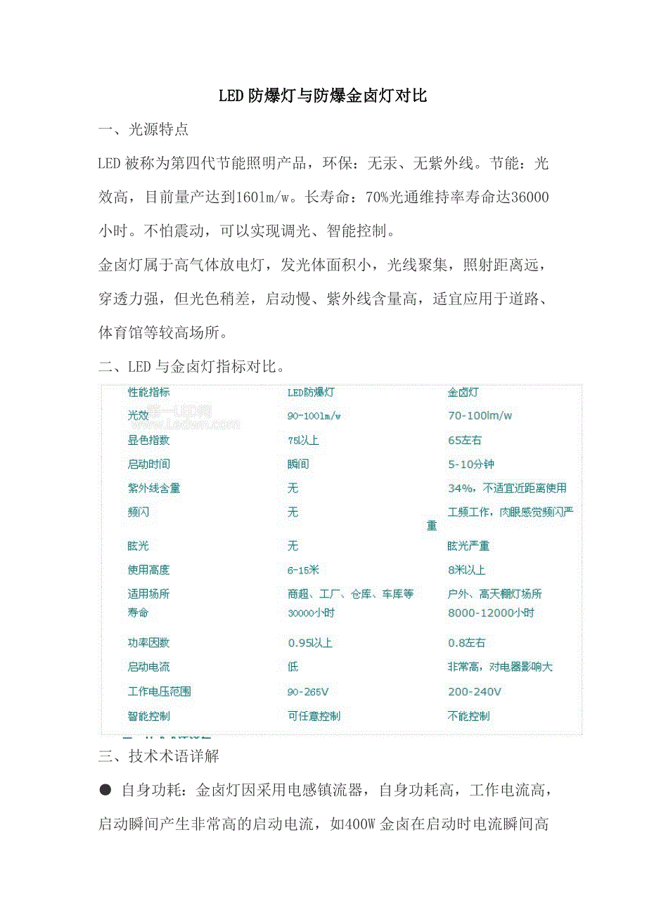 LED防爆灯与防爆金卤灯对比_第1页