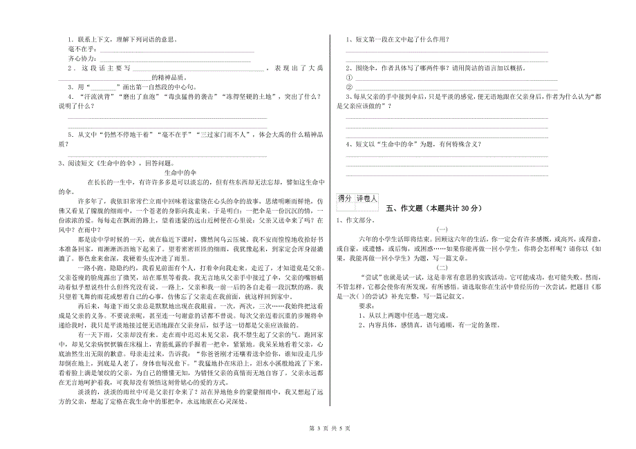 毕节市重点小学小升初语文考前检测试卷 附解析.doc_第3页