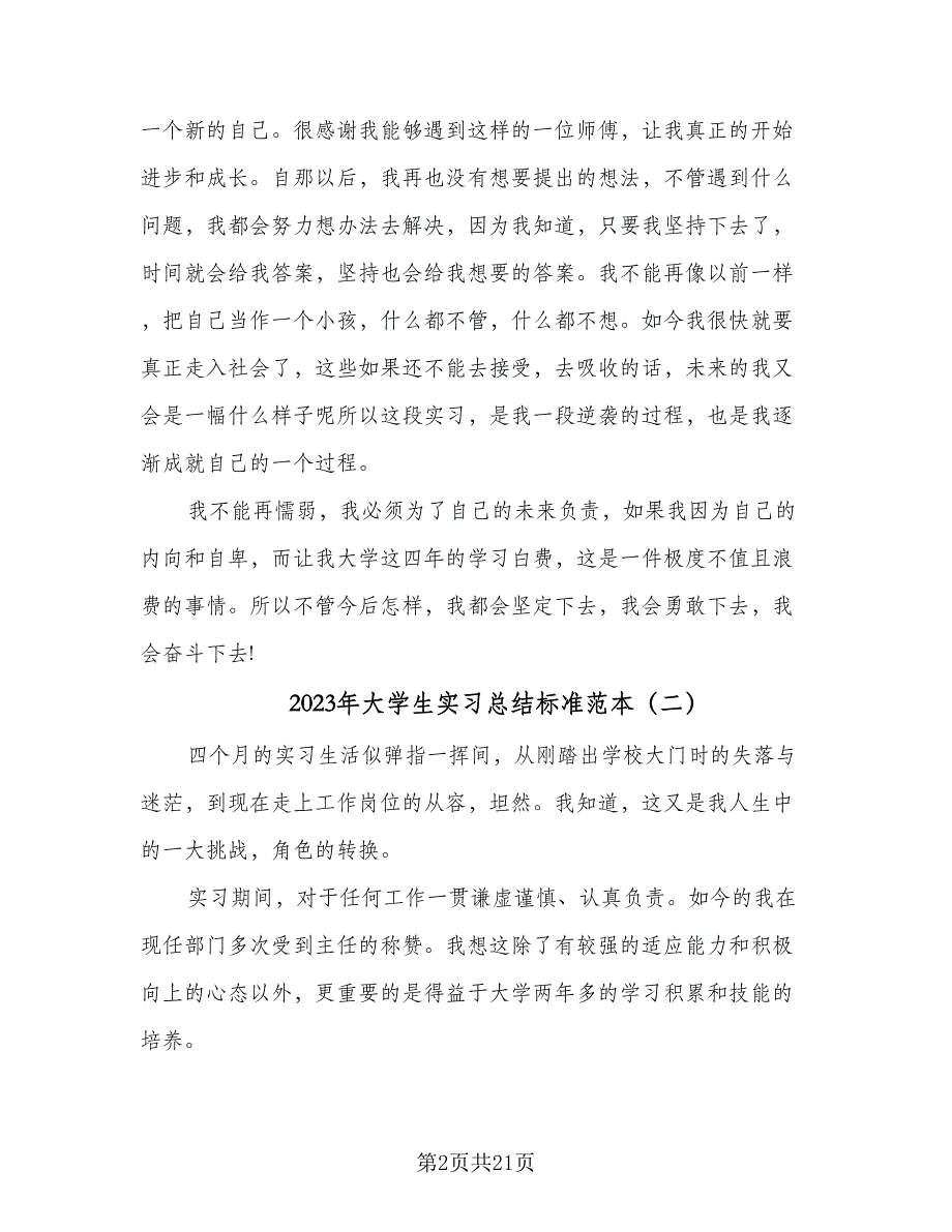 2023年大学生实习总结标准范本（6篇）_第2页