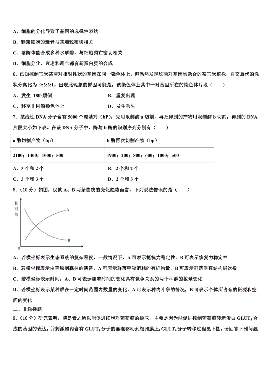 湖南省邵阳市洞口县第九中学2023学年高三下学期第六次检测生物试卷(含解析）.doc_第2页