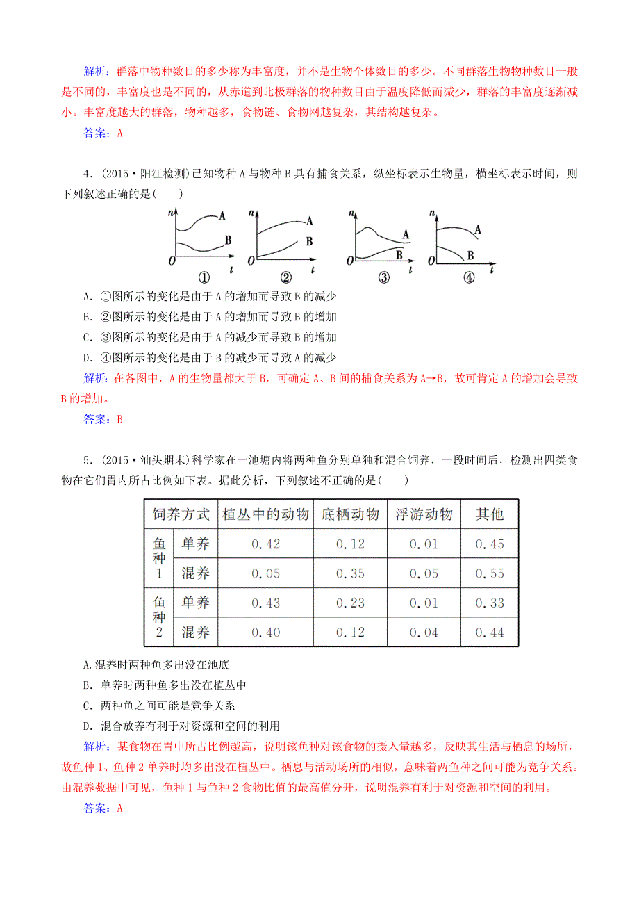 高中生物4.3群落的结构练习新人教版必修3.doc_第4页