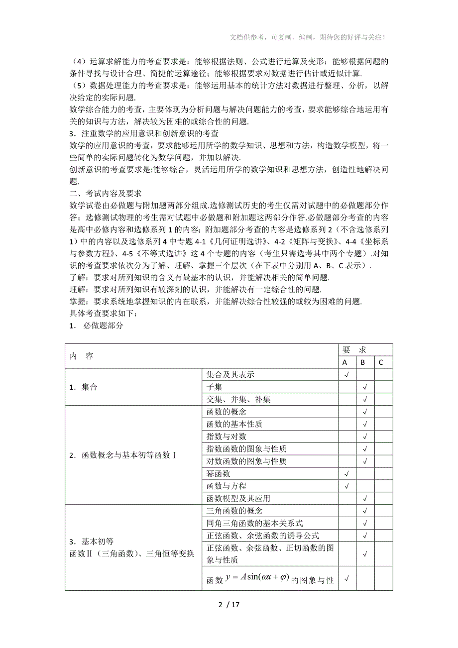 南京清江花苑严老师2013年江苏高考数学科考试说明_第2页