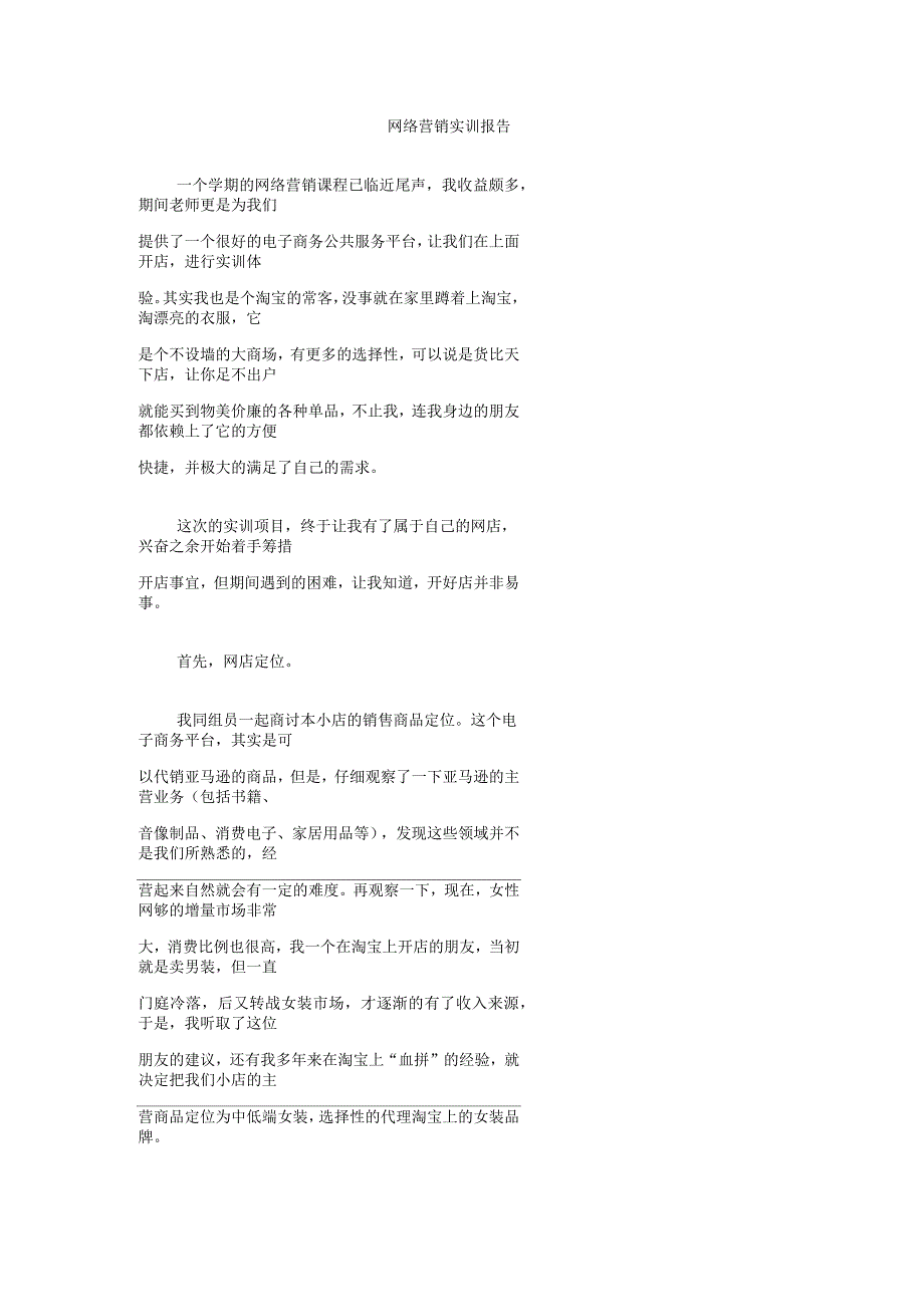 网络营销实训报告_第1页