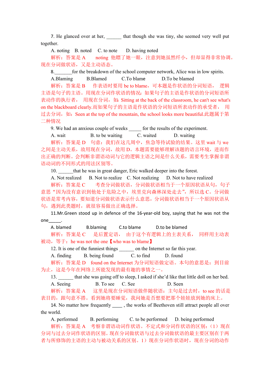 高中英语语法非谓语动词单项选择题专练 第五辑100题 （word 解析版）.doc_第2页