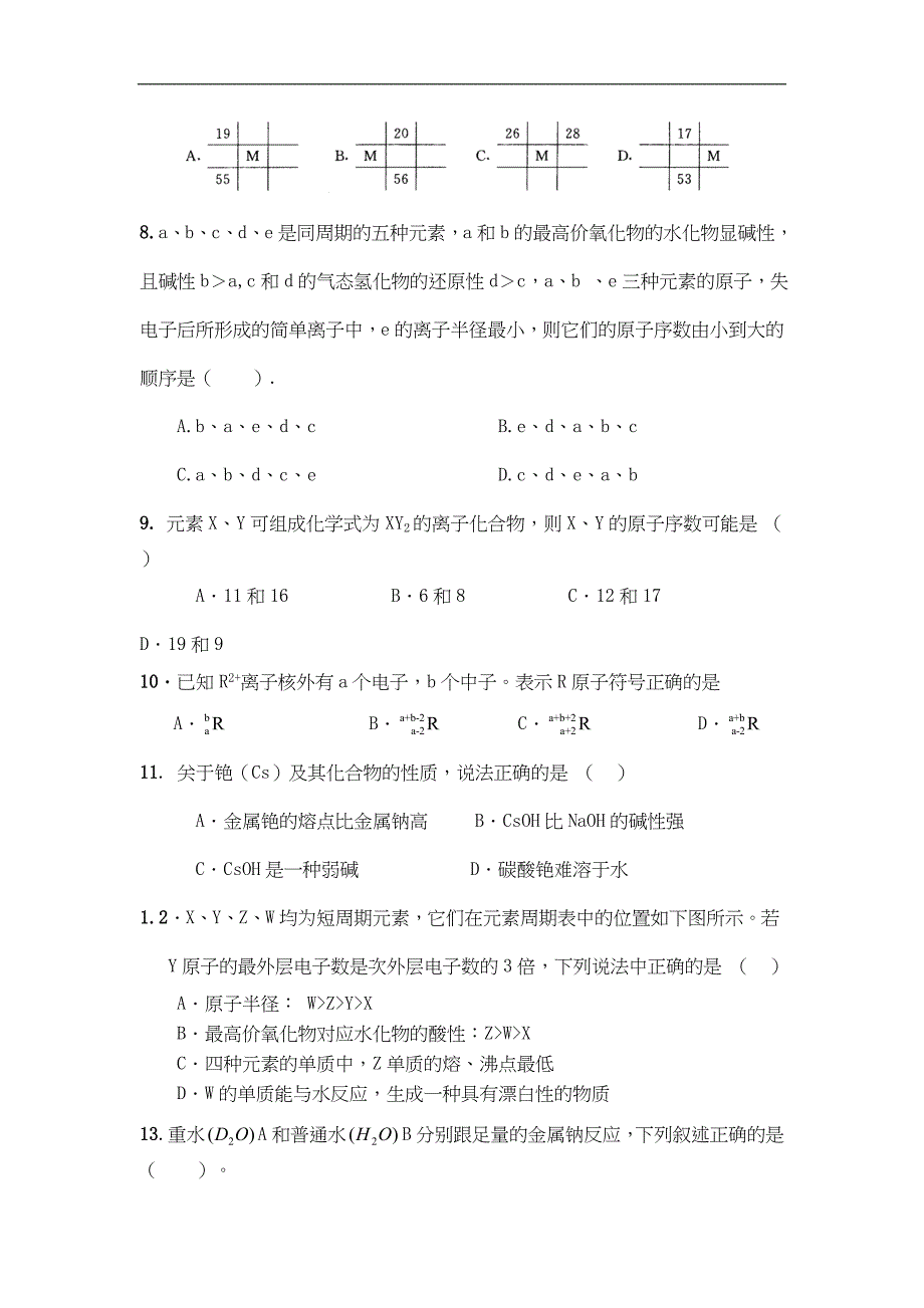 20102011学年度下学期3月份月考高一化学试卷_第2页