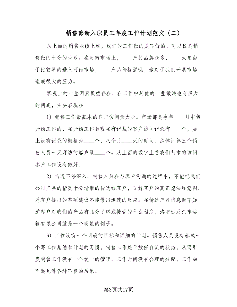 销售部新入职员工年度工作计划范文（四篇）_第3页