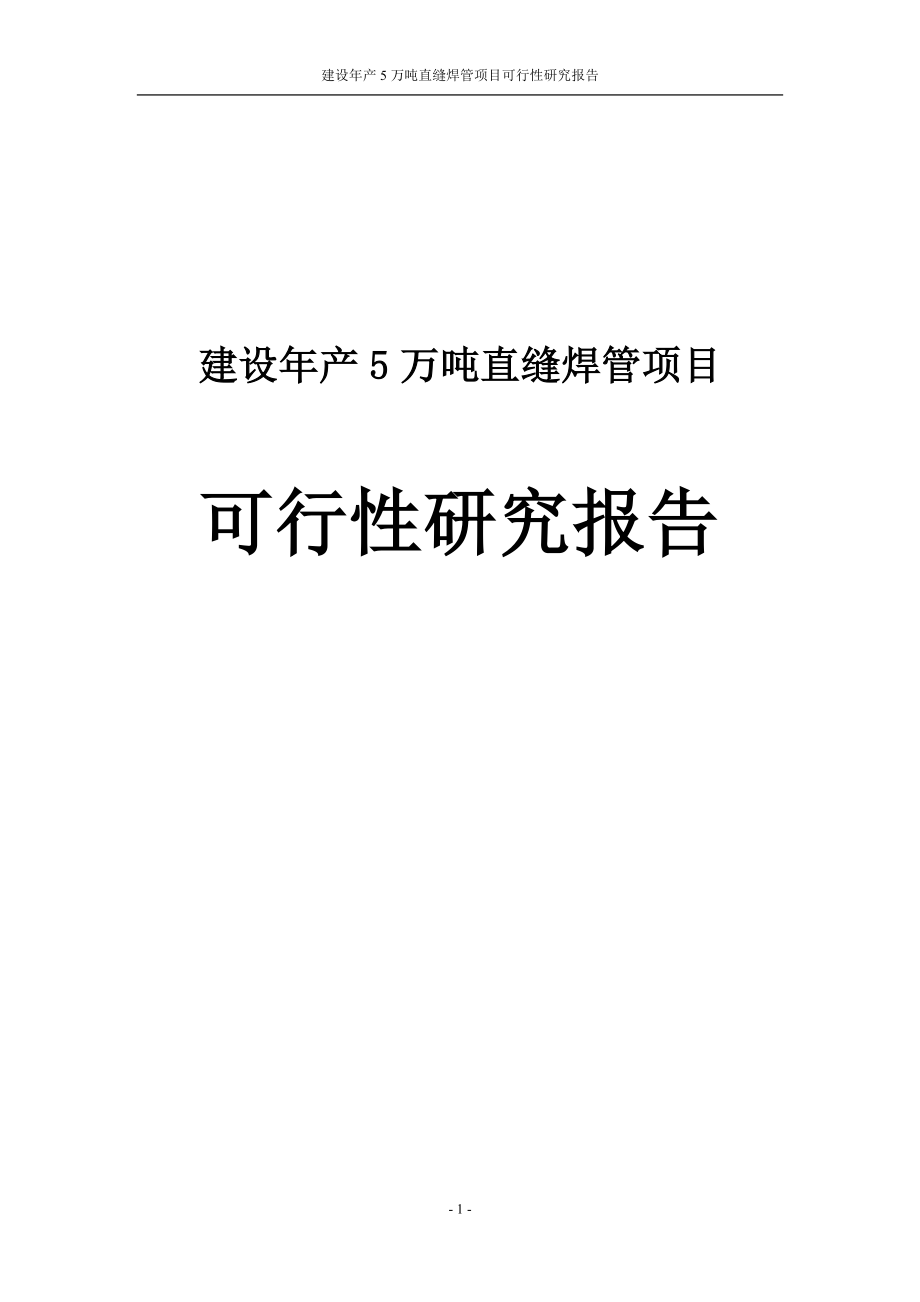 建设年产5万吨直缝焊管项目可行性谋划书.doc_第1页