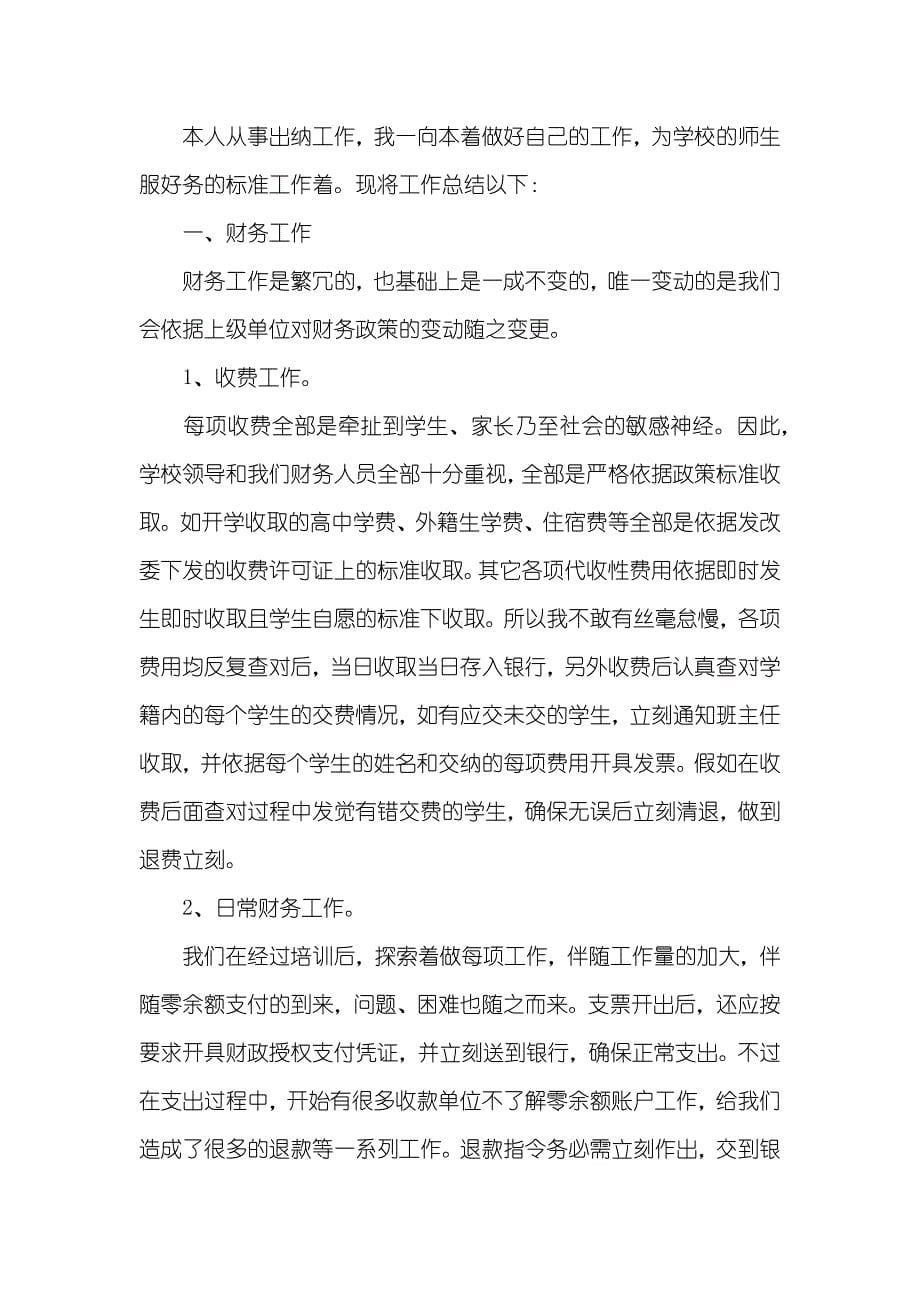 学校出纳个人年底工作总结范文_第5页