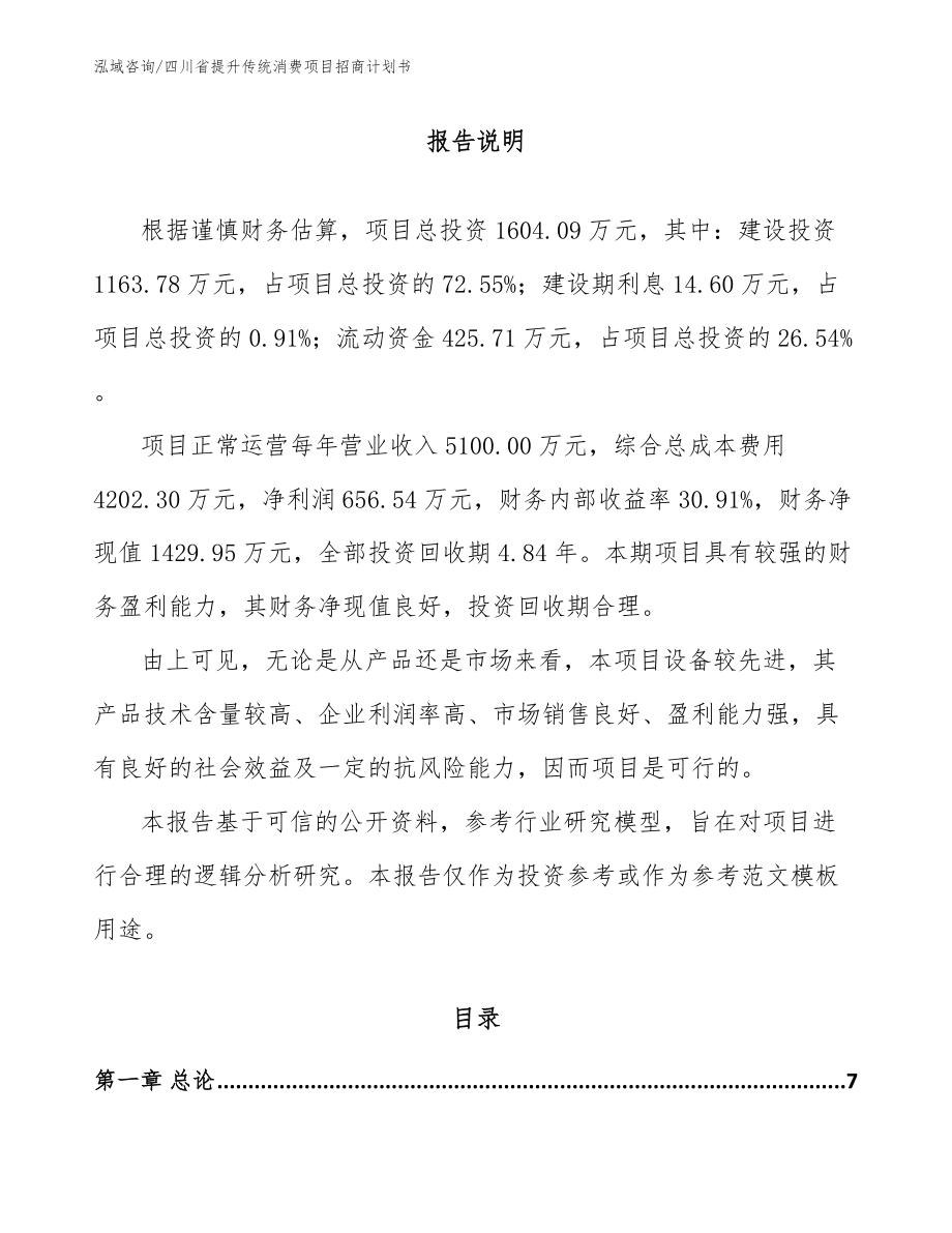 四川省提升传统消费项目招商计划书_范文参考_第2页