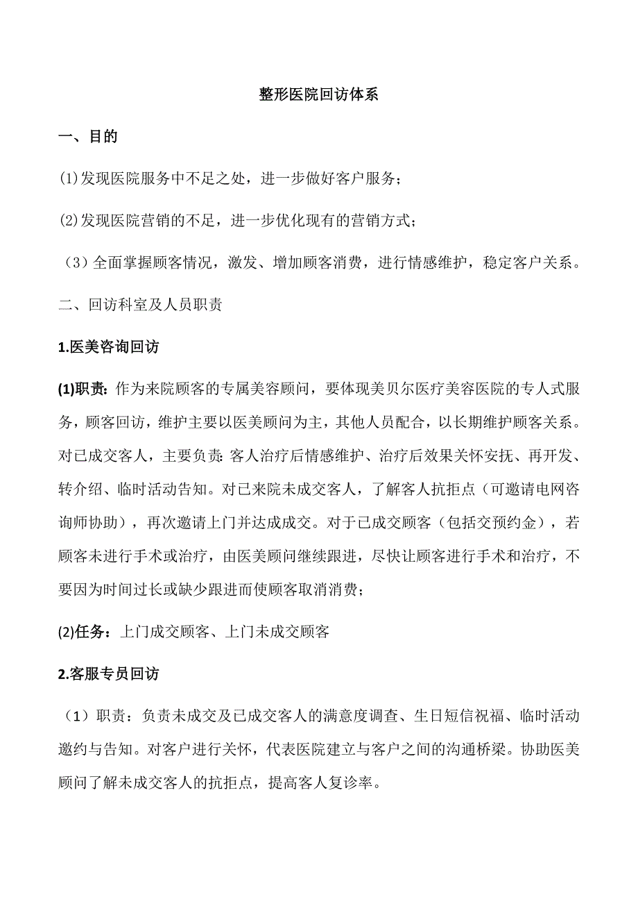 整形美容医院客户回访体系_第1页